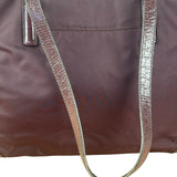 Prada Vintage Plum Nylon Leather Embossed Handbag