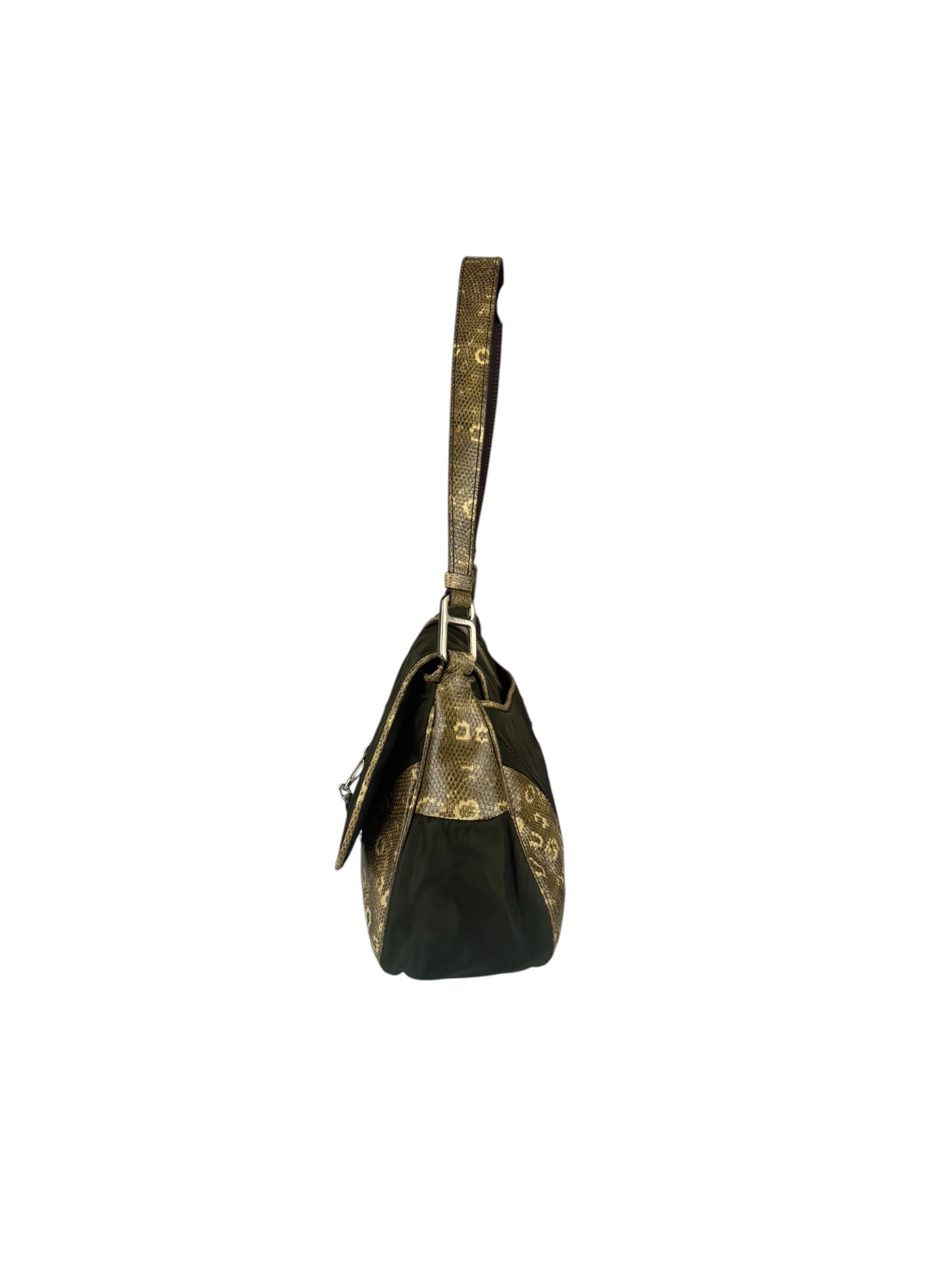 Prada Vintage Kakhi Green Nylon Shoulder Bag