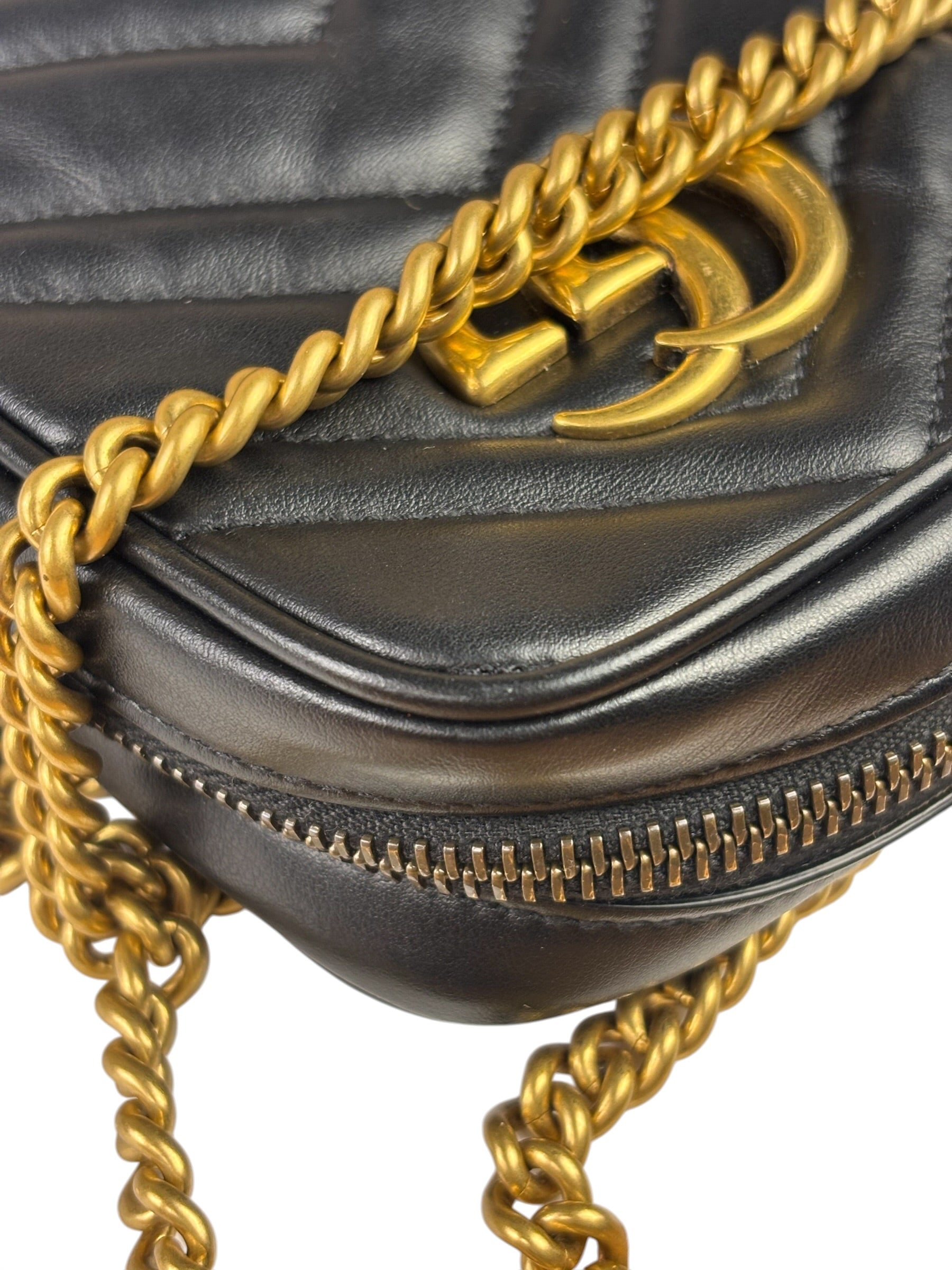Gucci Black Leather Vertical Marmont Phone Crossbody Bag