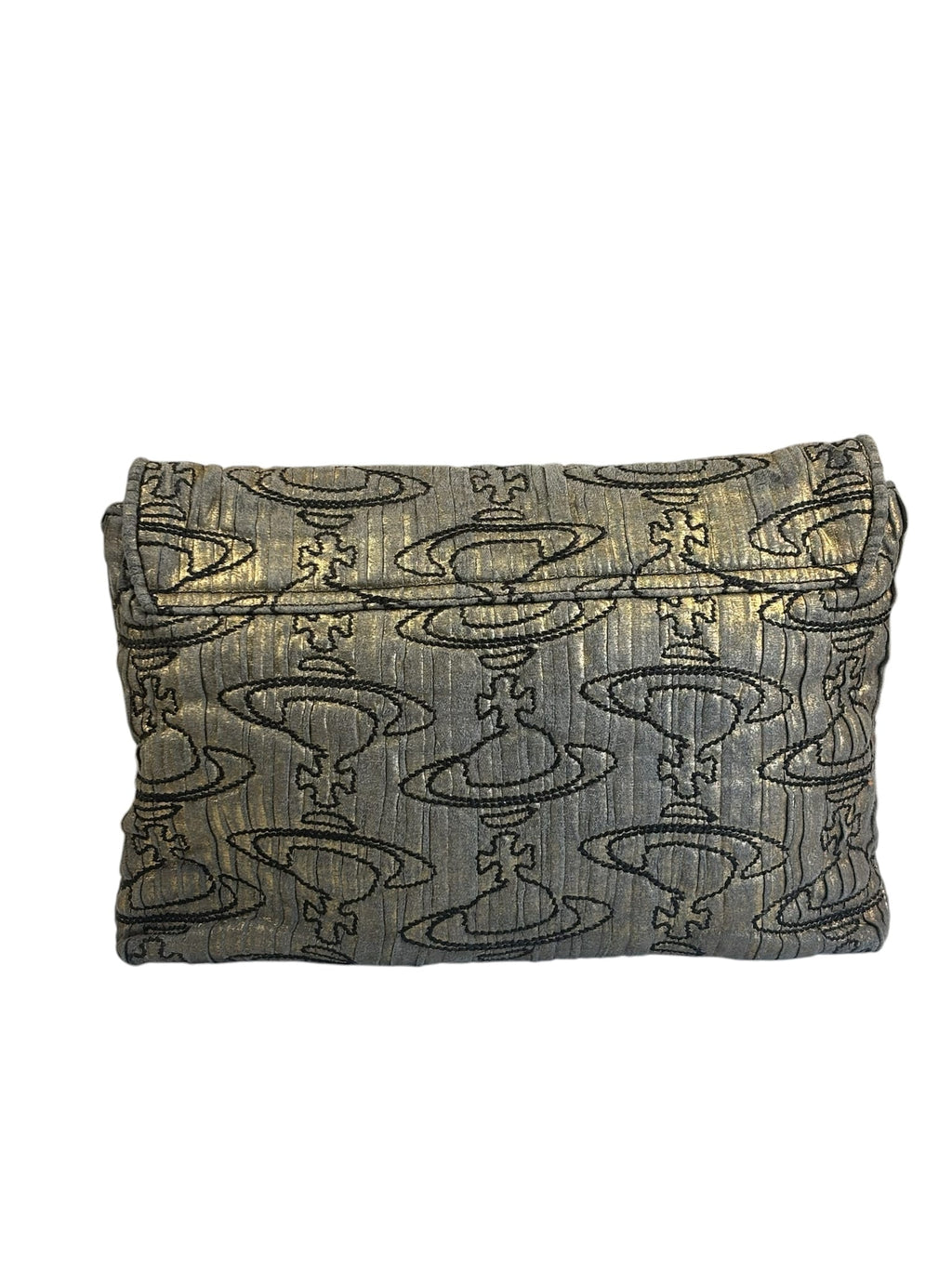 Vivienne Westwood Grey/Gold Jacquard Orb Pattern Flap Bag