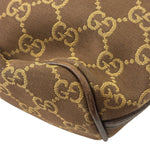 Gucci Brown Leather Trim GG Boat Pochette