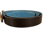 Hermes Tuareg H Solid Silver Buckle Black/Blue Belt