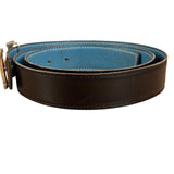 Hermes Tuareg H Solid Silver Buckle Black/Blue Belt