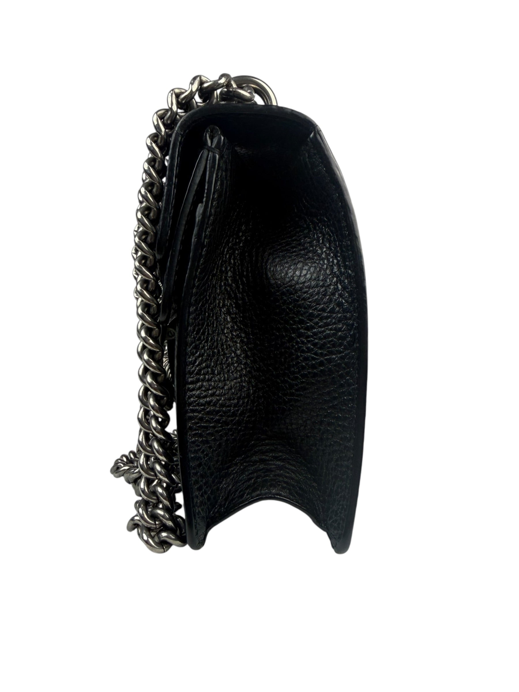 Gucci Black Pebbled Leather Dionysus Small Chain Shoulder Bag