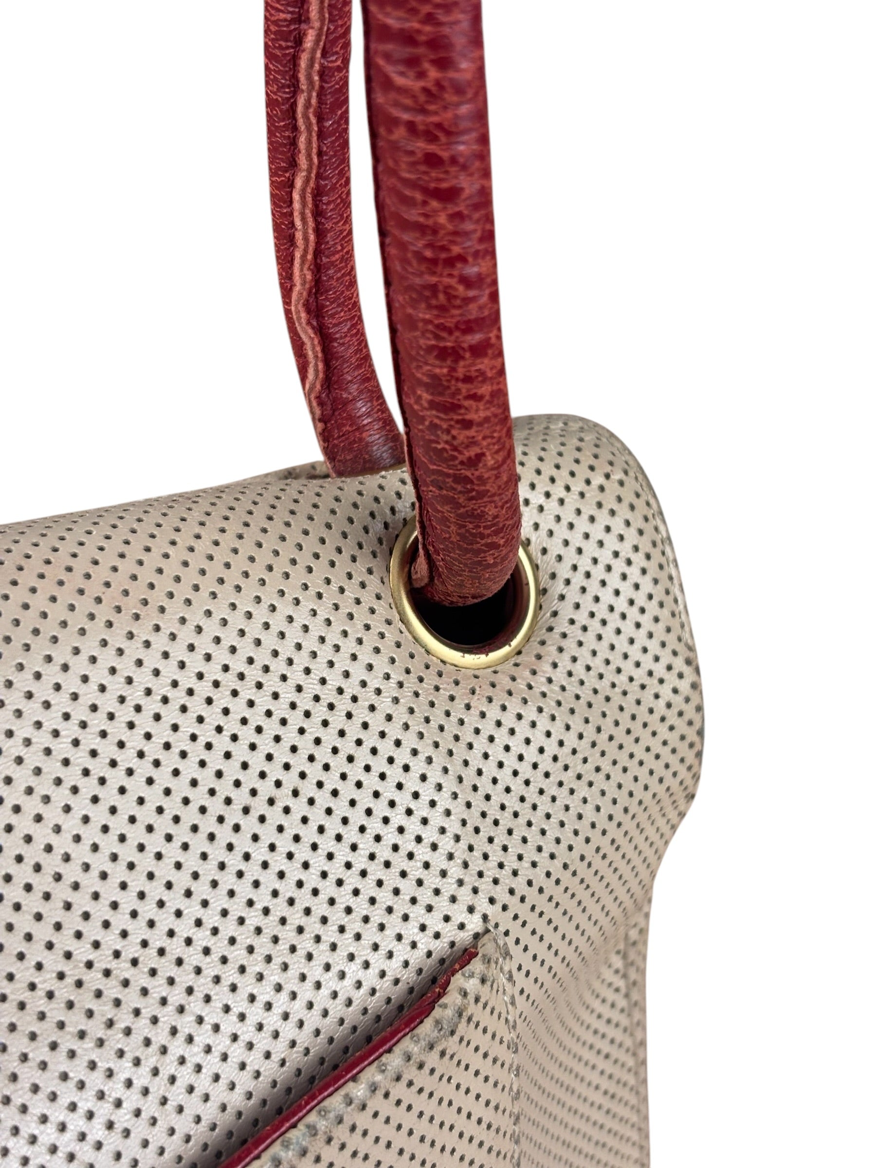 Chanel Beige Perforated Leather CC Flap Bag 2001