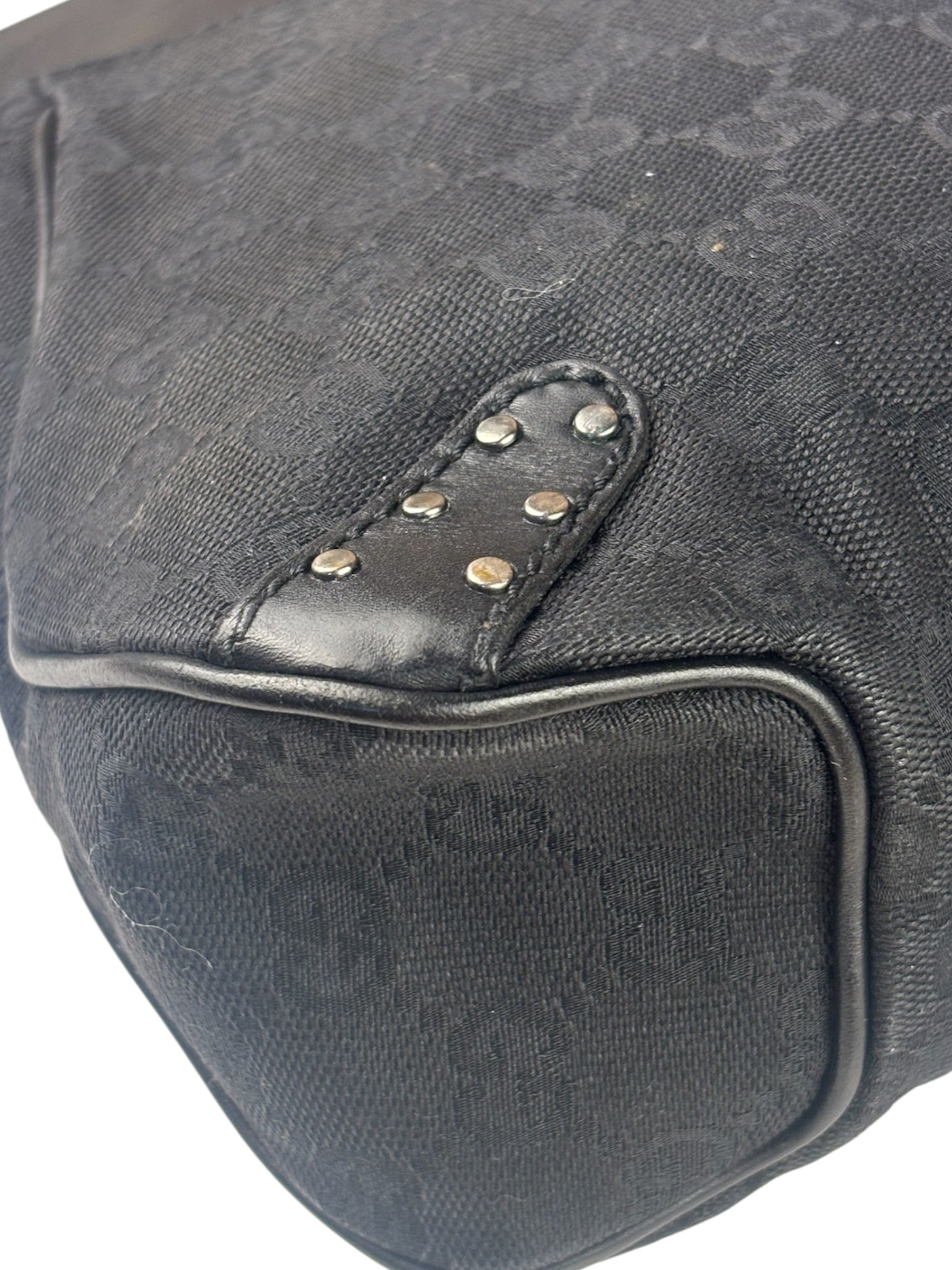 Gucci Vintage Black Horsebit Studded Chain Shoulder Bag