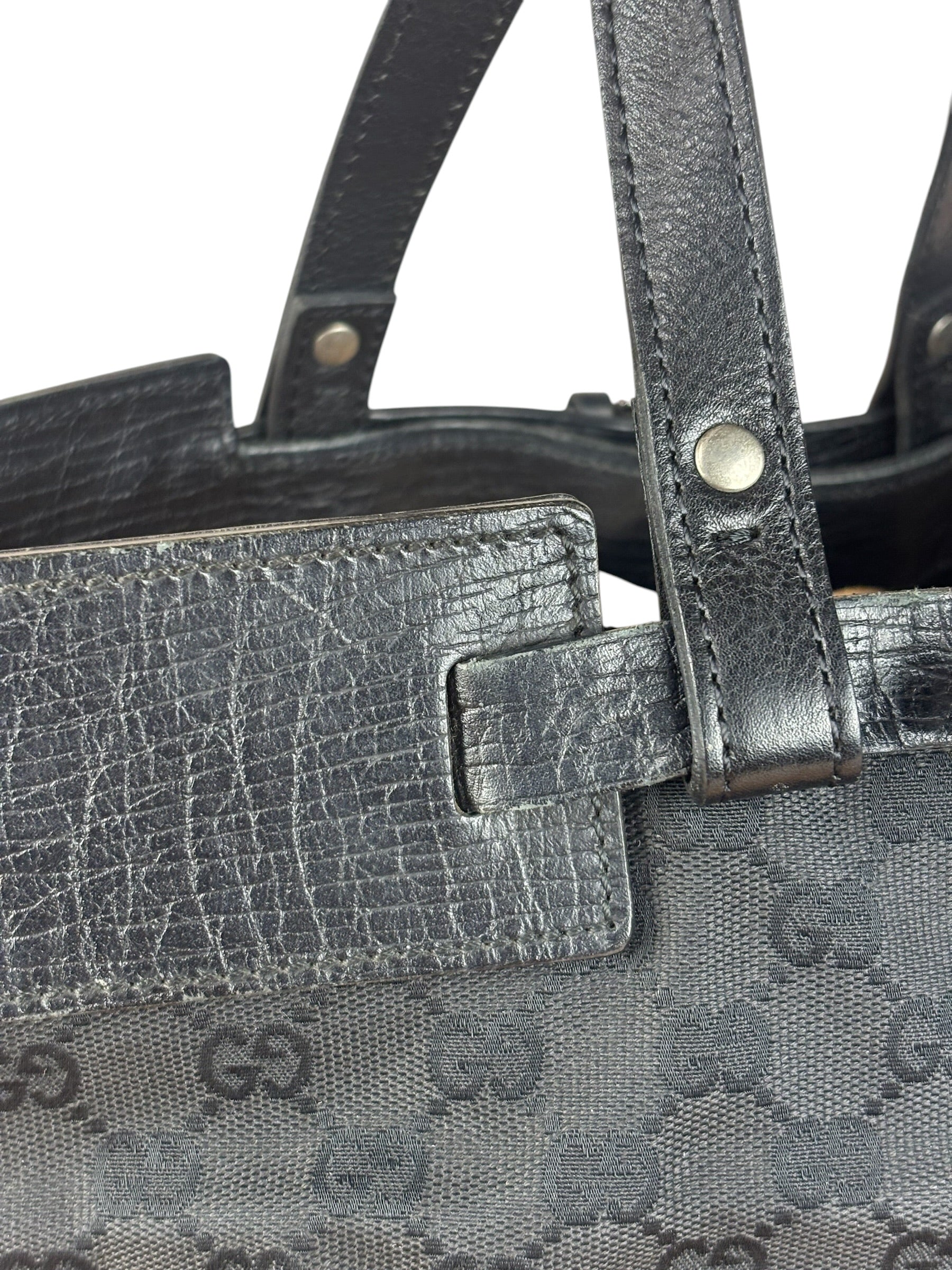 Gucci Black GG Canvas Tote Hand Bag