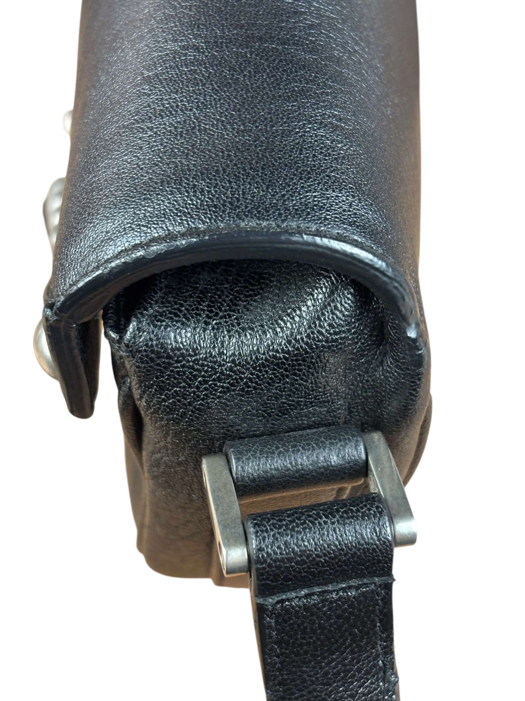 Saint Laurent Black Leather Y Studded Flap Crossbody
