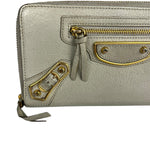 Balenciaga Grey Leather Moto Long Wallet