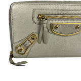 Balenciaga Grey Leather Moto Long Wallet