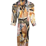 Roberto Cavalli Multicolor Cavalli Printed Silk Midi Shirt-Dress