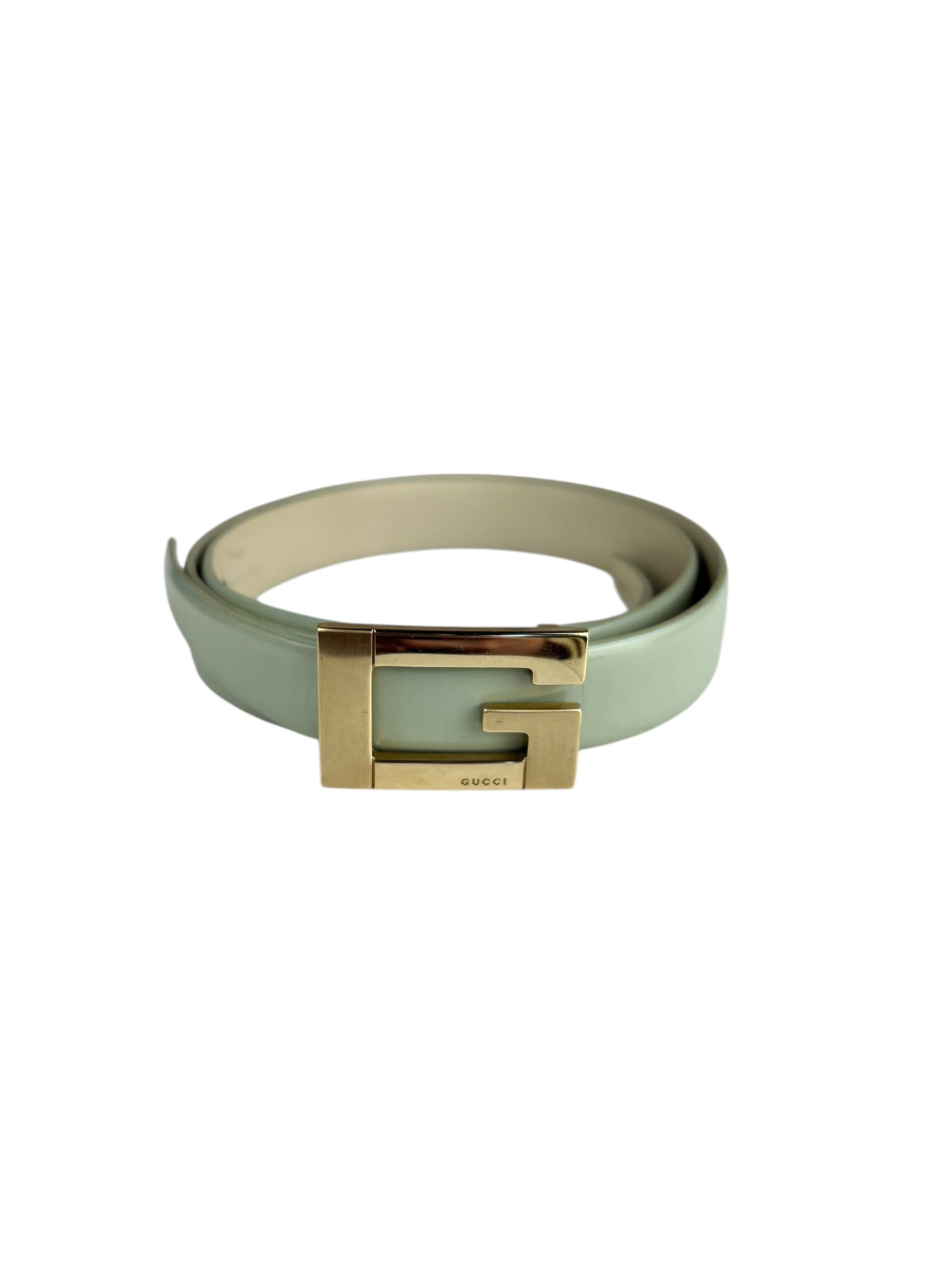 Gucci G Logo Thin Leather Mint Belt