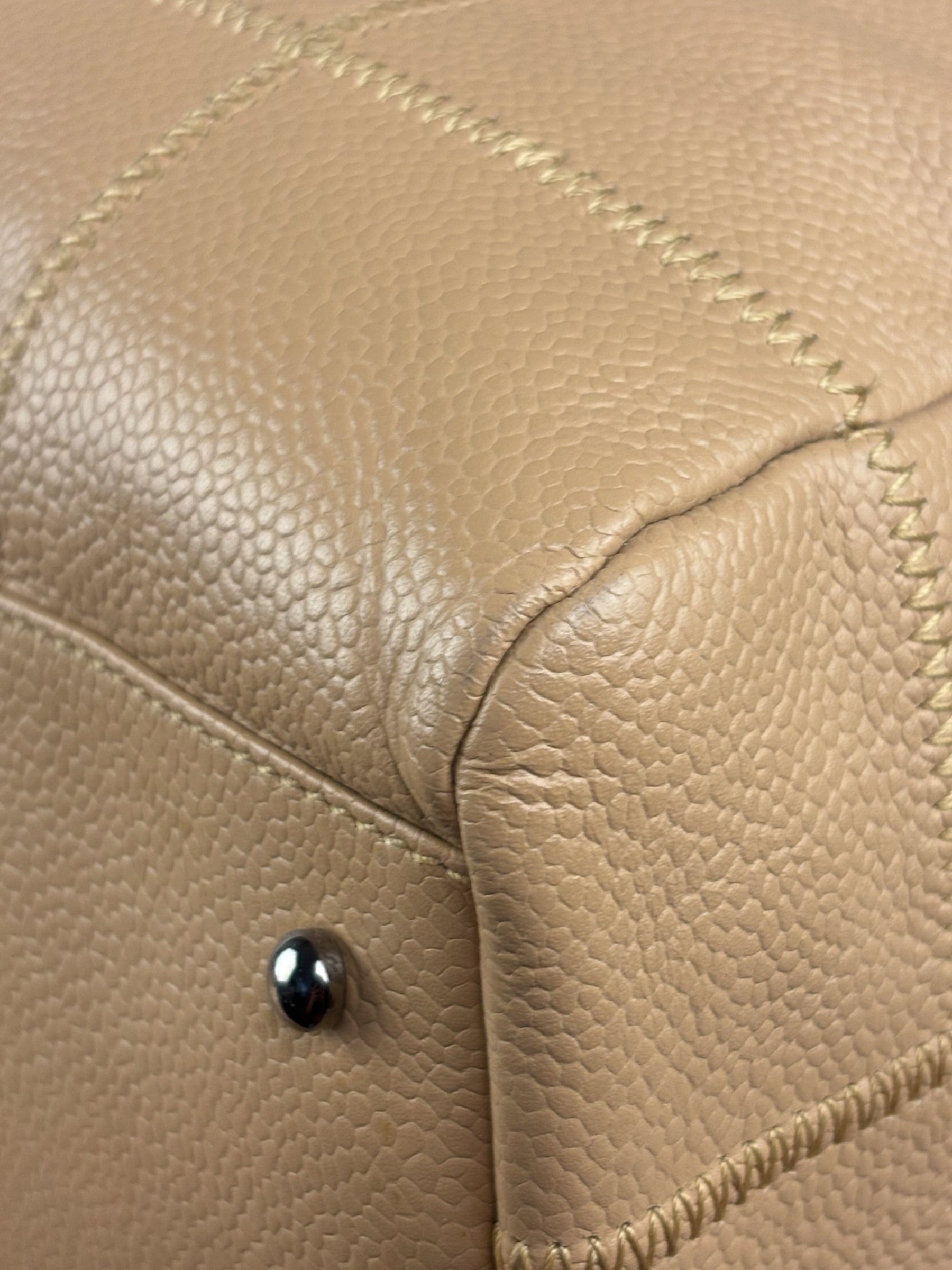 Chanel Beige Caviar Chocolate Bar Boston Bag
