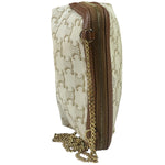 Celine Beige/Brown Leather Triomphe Chain Clutch