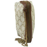 Celine Beige/Brown Leather Triomphe Chain Clutch