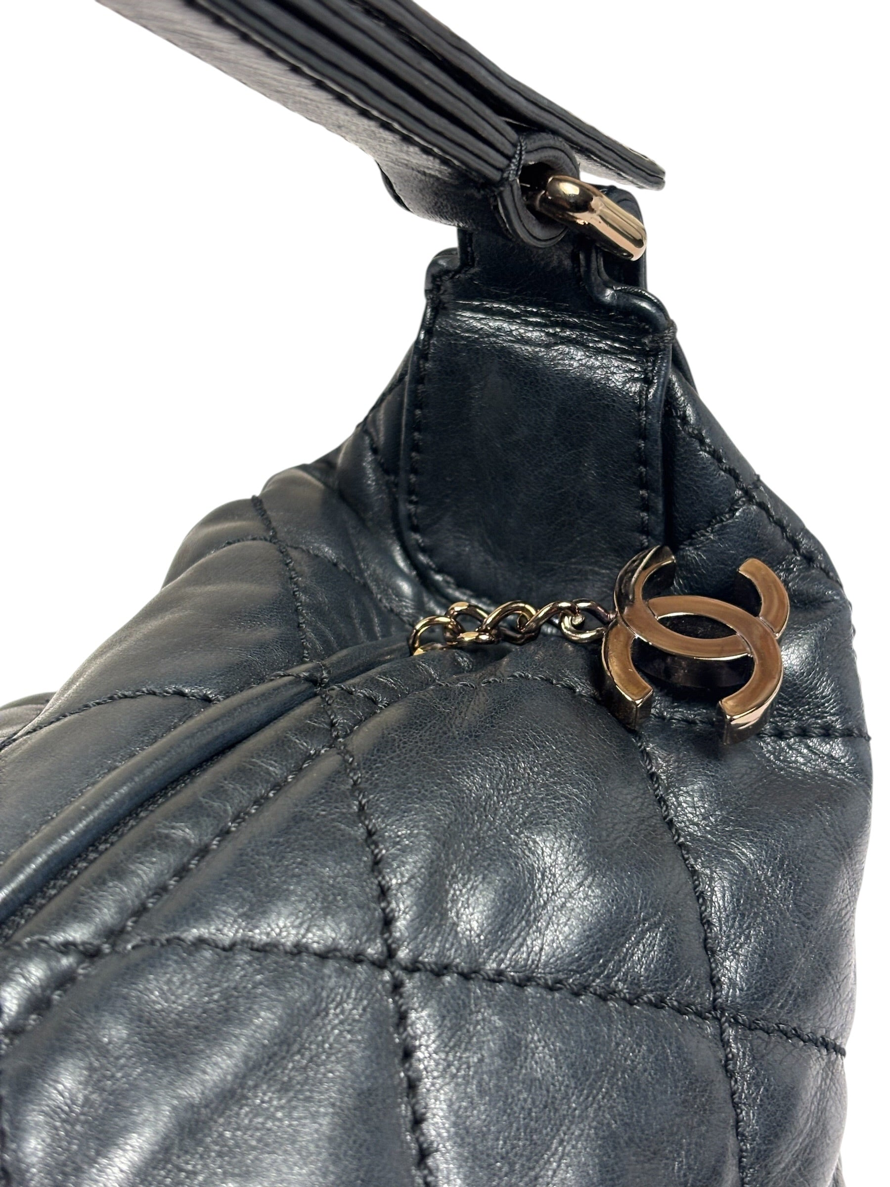 Chanel Black Quilted Lambskin Cloudy Bundle Hobo 2005