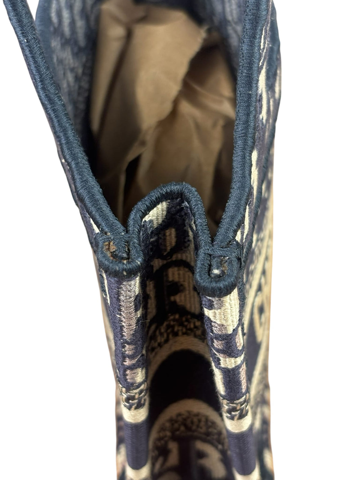 Christian Dior Navy Small Oblique Embroidery Tote