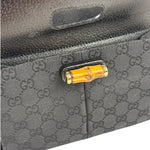 Gucci Black Leather Trim Bamboo Handle Hobo Bag