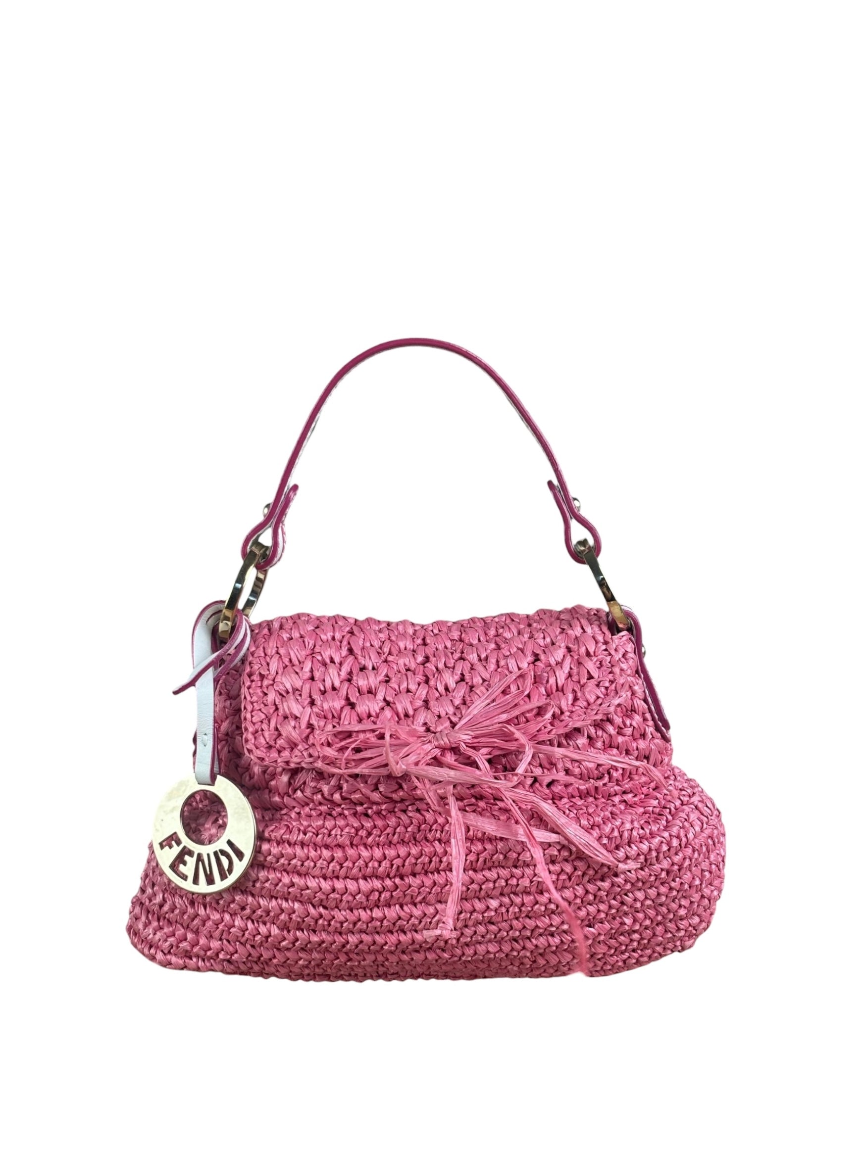 Fendi Pink Raffia Mini Chef Bag