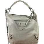 Balenciaga Grey Lambskin Day Moto Hobo Bag