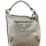 Balenciaga Grey Lambskin Day Moto Hobo Bag