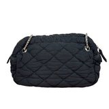 Chanel Black Quilted Satin Chain Shoulder Bag 2008