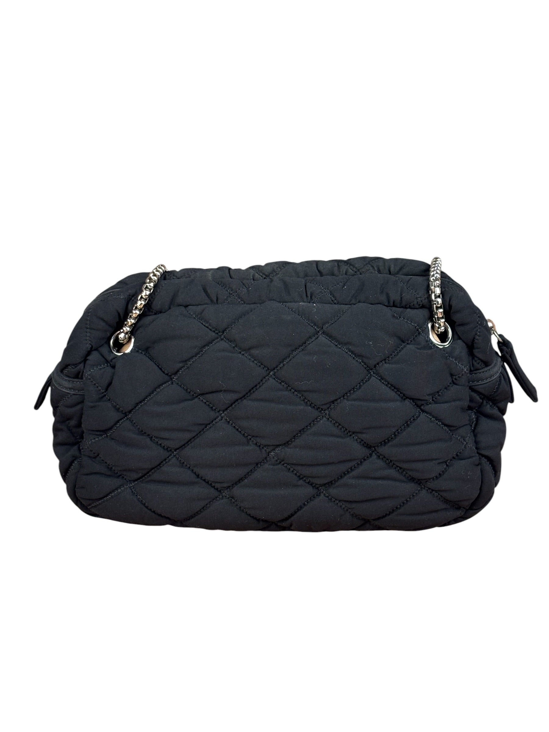 Chanel Black Quilted Satin Chain Shoulder Bag 2008
