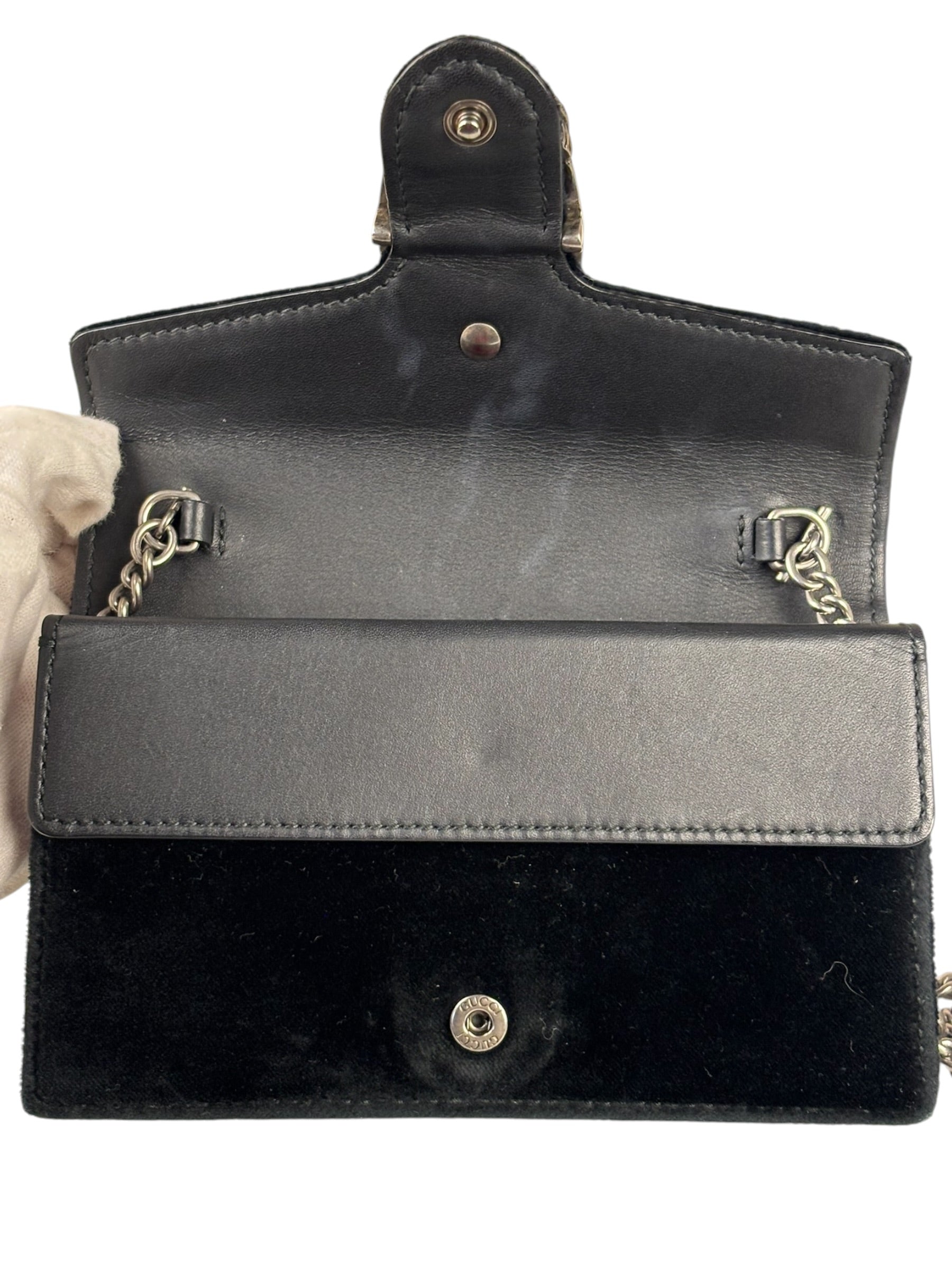 Gucci Mini Velvet Black Rhinestone Dionysus Crossbody