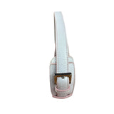 Loewe White Pebbled Leather Pink Trim Mini Boat Pochette