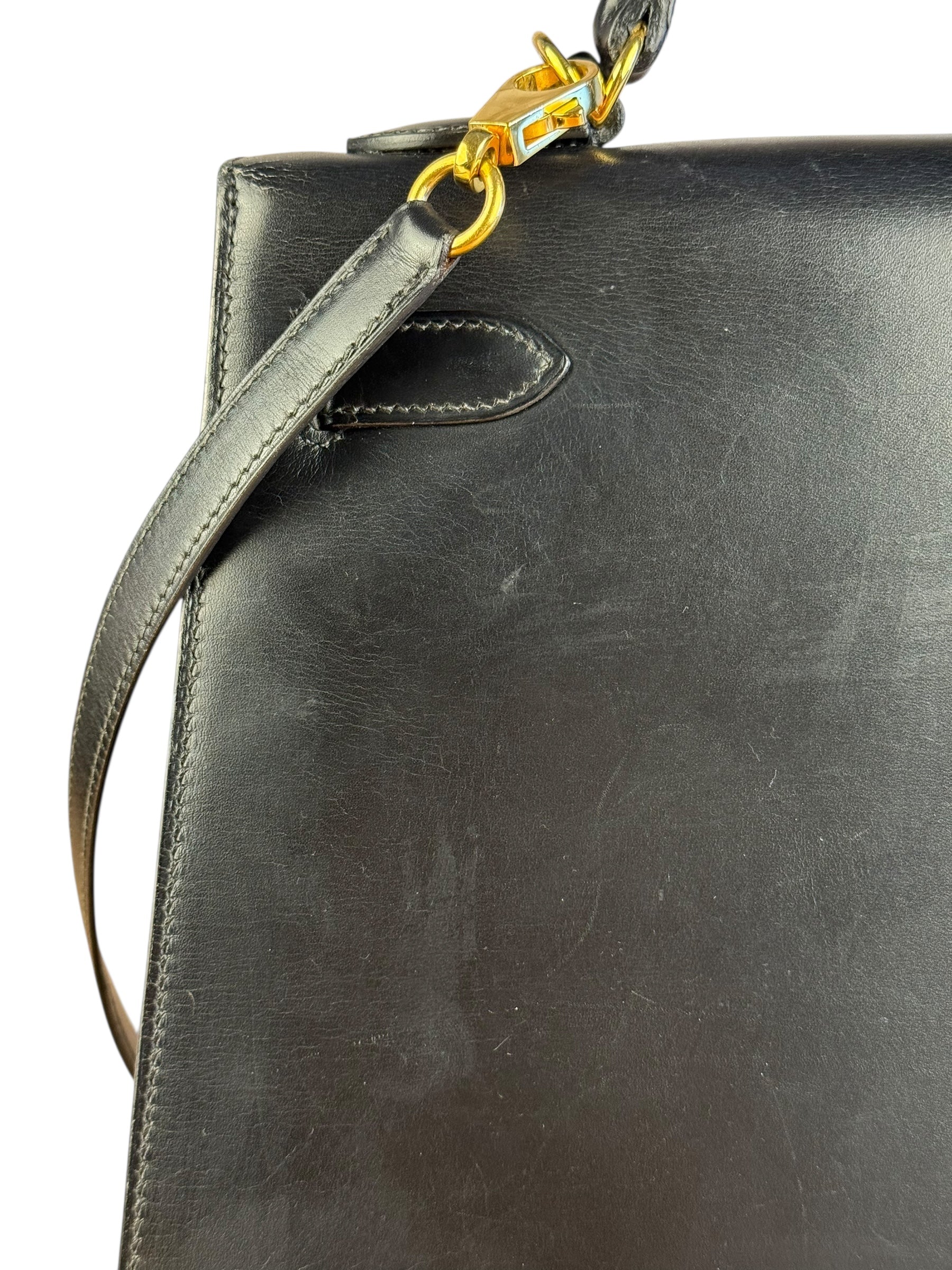 Hermes Kelly 32 Black Box Leather 1991