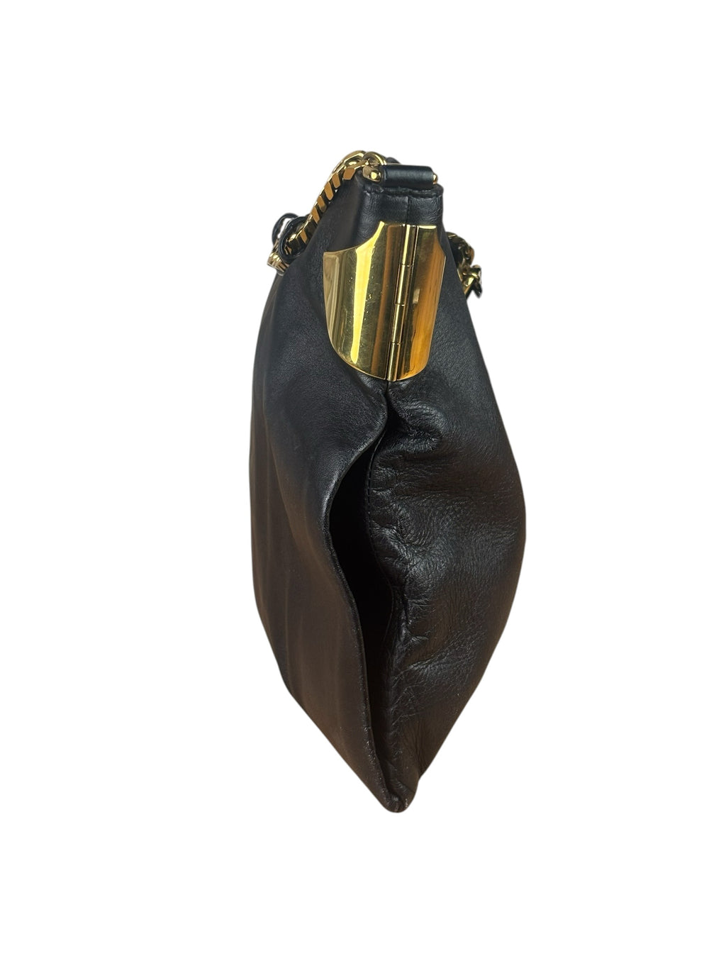 Gucci Black Leather 1970 Chain Hobo Bag
