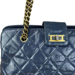 Chanel Blue Aged Quilted 2.55 Leather Chain Tote 2011