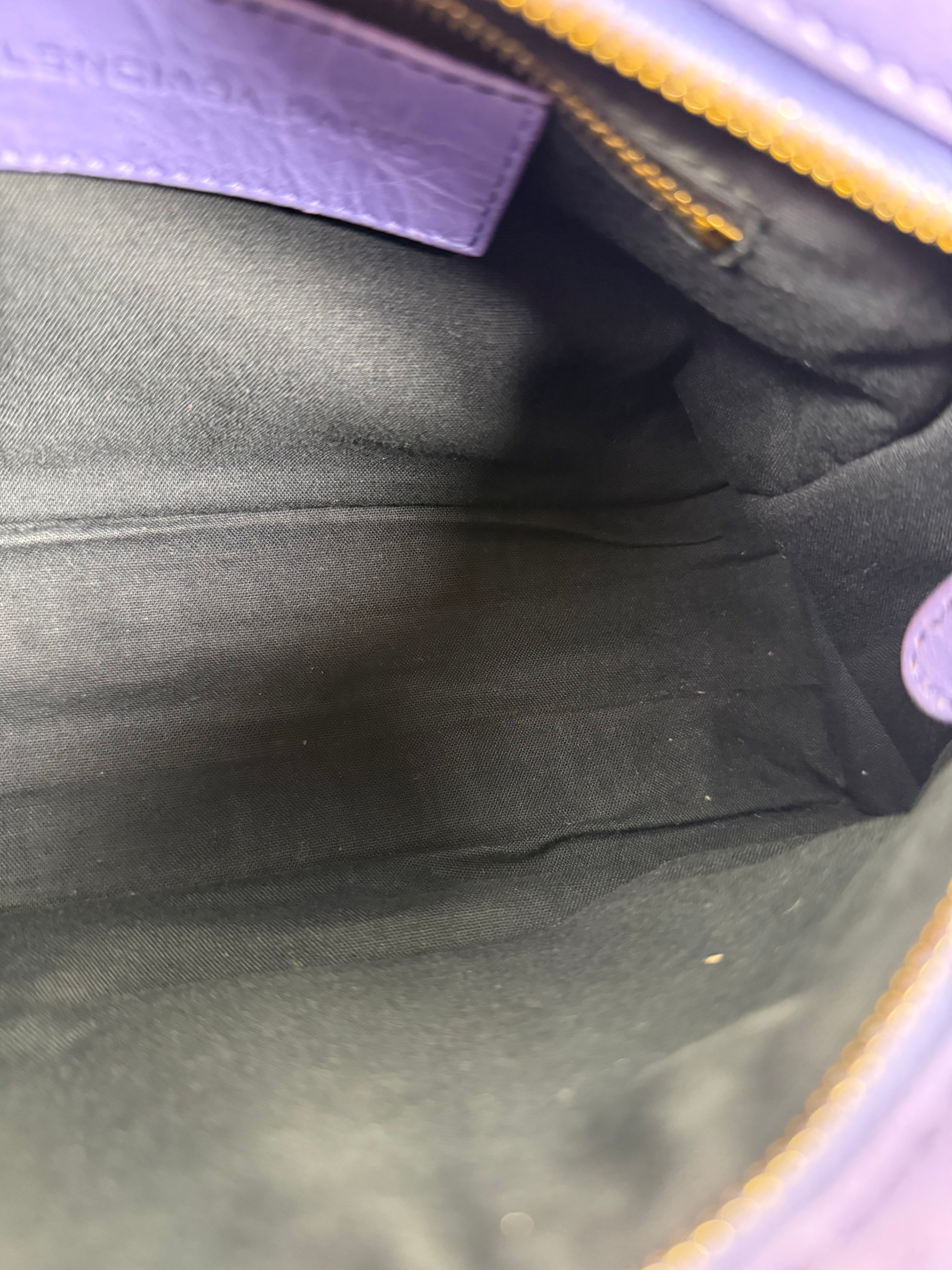 Balenciaga Purple Lambskin Moto City Two-Way Bag