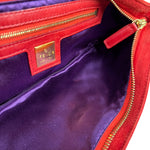 Fendi Red Suede Baguette Crossbody Bag