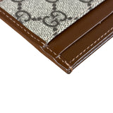 Gucci Brown Leather Trim GG Supreme Card Holder