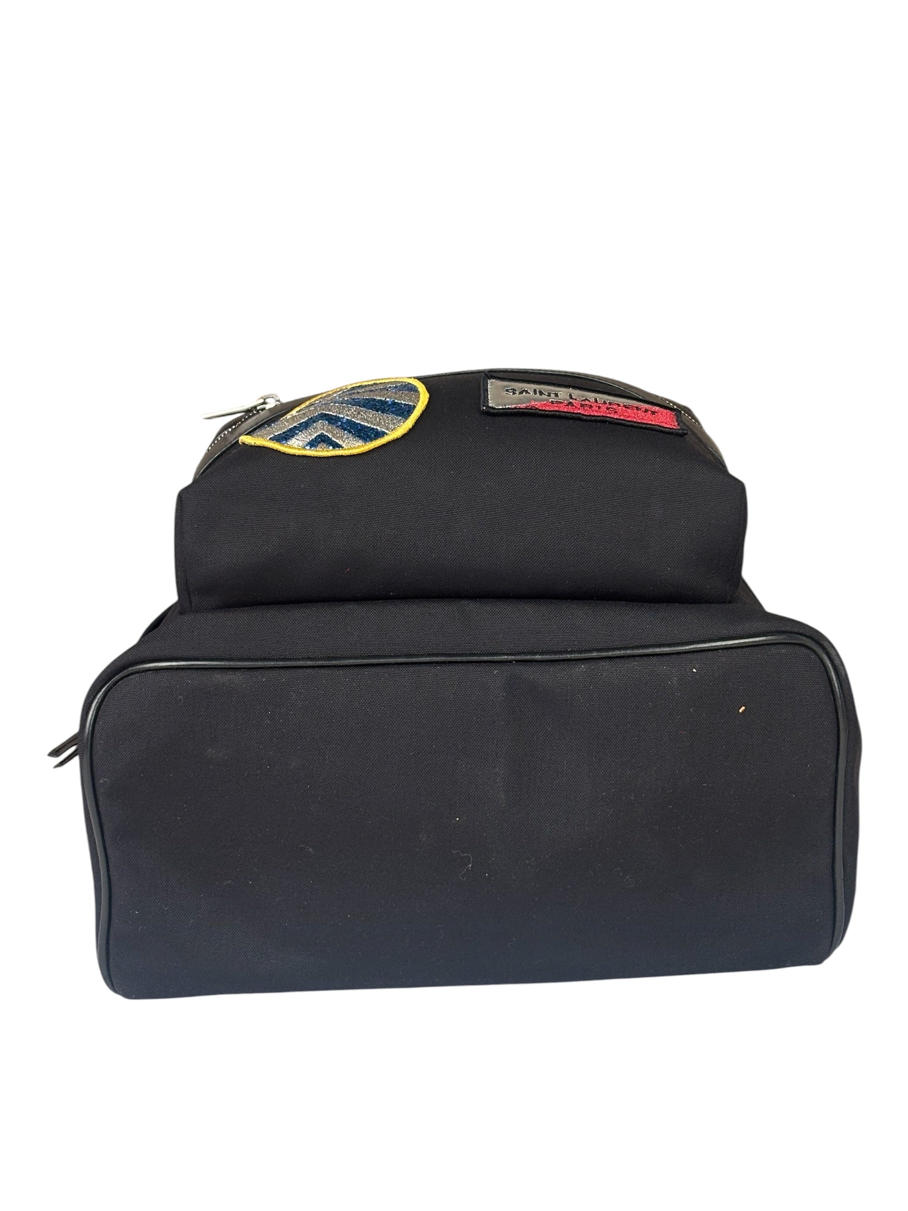 YSL Black Nylon/Leather Trim City Multi-Patch Backpack