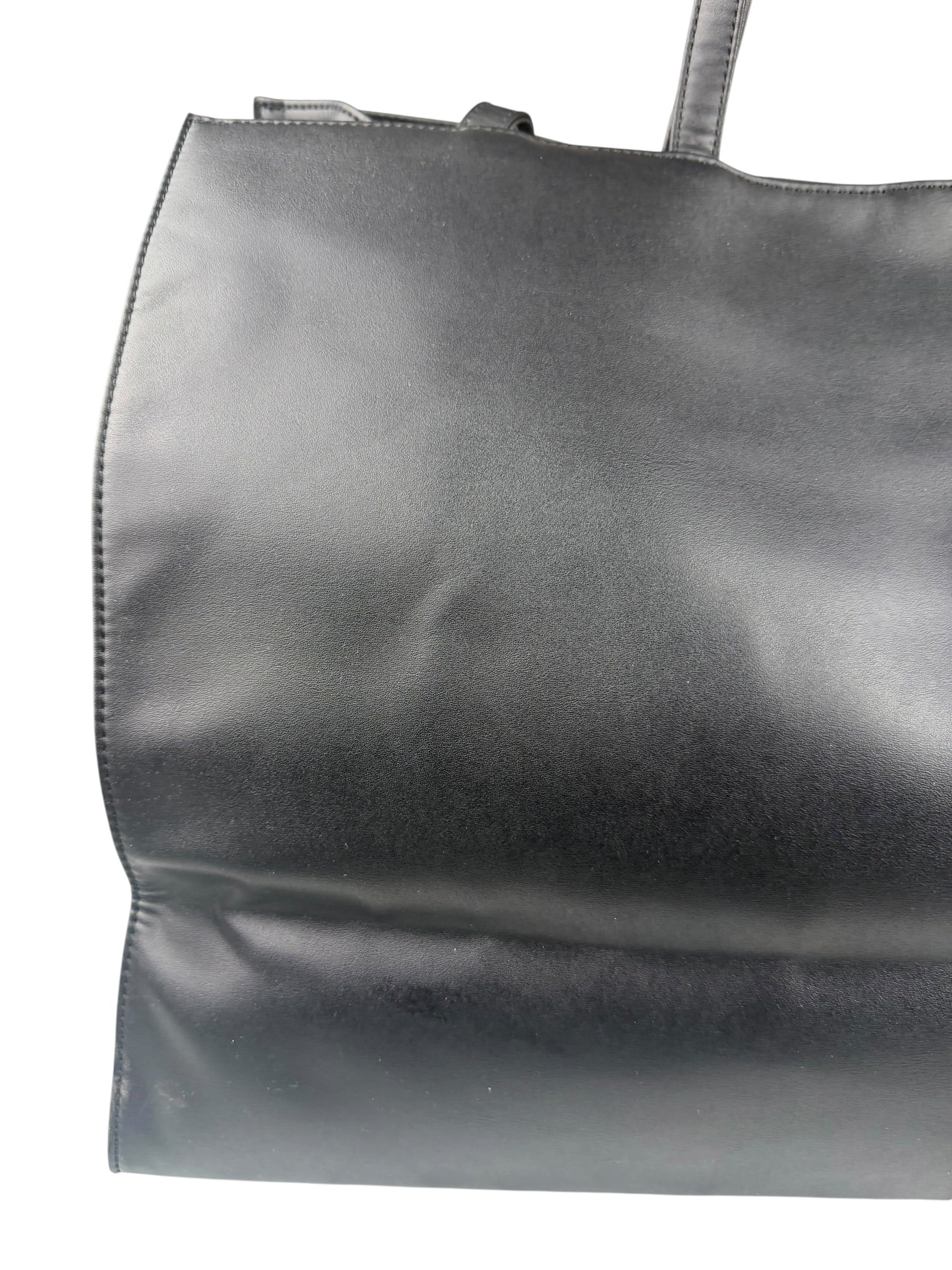 Telfar Black Leather Unisex Shopping Bag