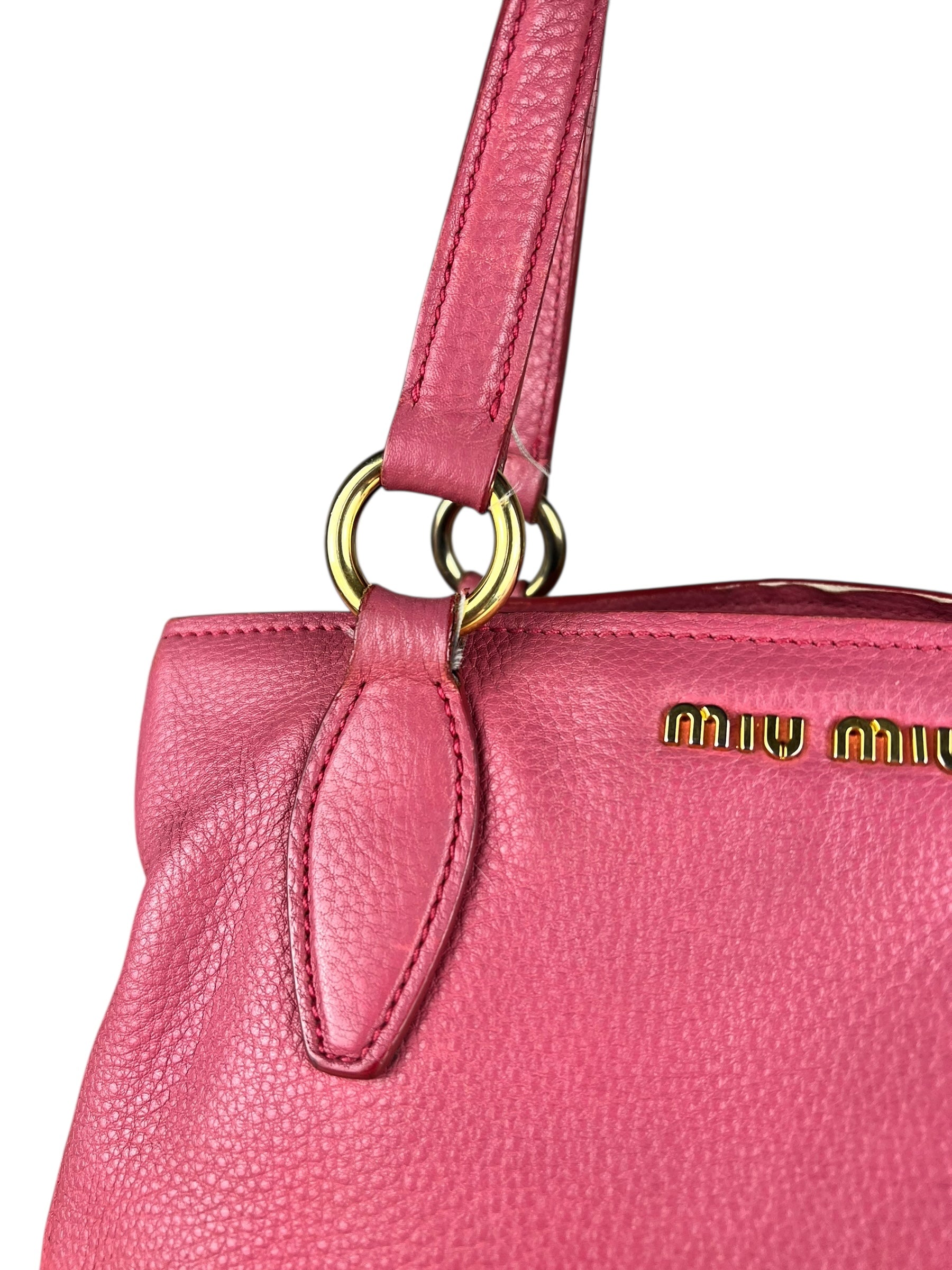Miu Miu Pink Leather 2Way Tote Bag