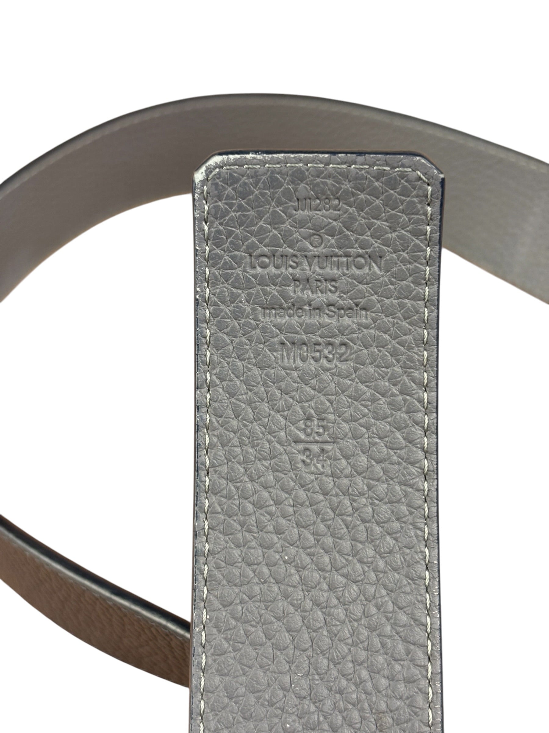 Louis Vuitton Reversible Blue/Grey Leather Logo Belt