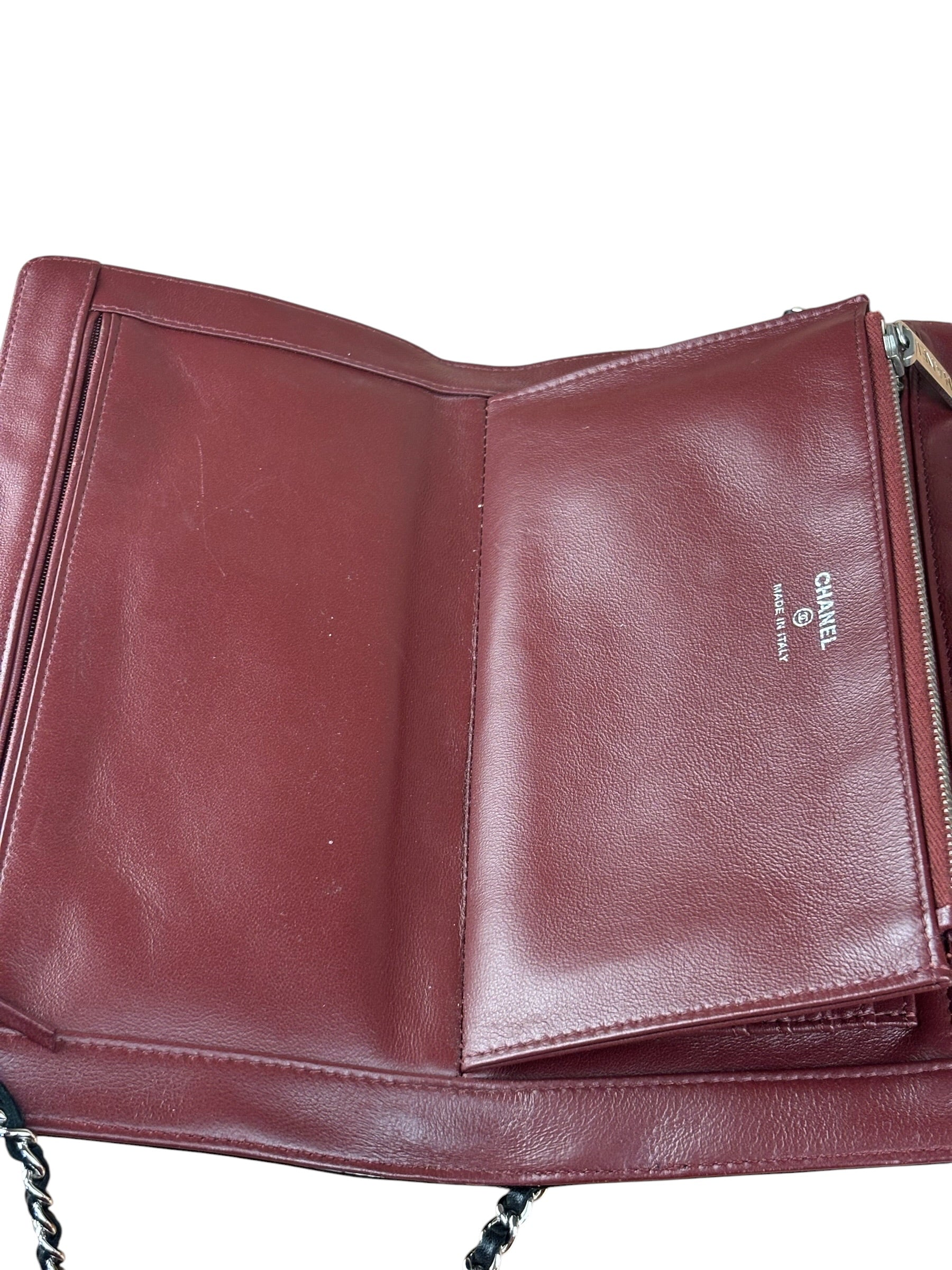 Chanel Black/Burgundy Chain Wallet Shoulder Bag 2010