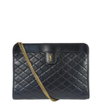 YSL Black Leather Baby Victoire Chain Clutch