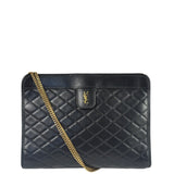 YSL Black Leather Baby Victoire Chain Clutch