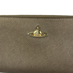 Vivienne Westwood Brown Leather Orb Zip Long Wallet