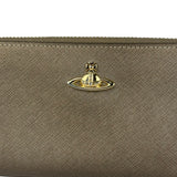 Vivienne Westwood Brown Leather Orb Zip Long Wallet