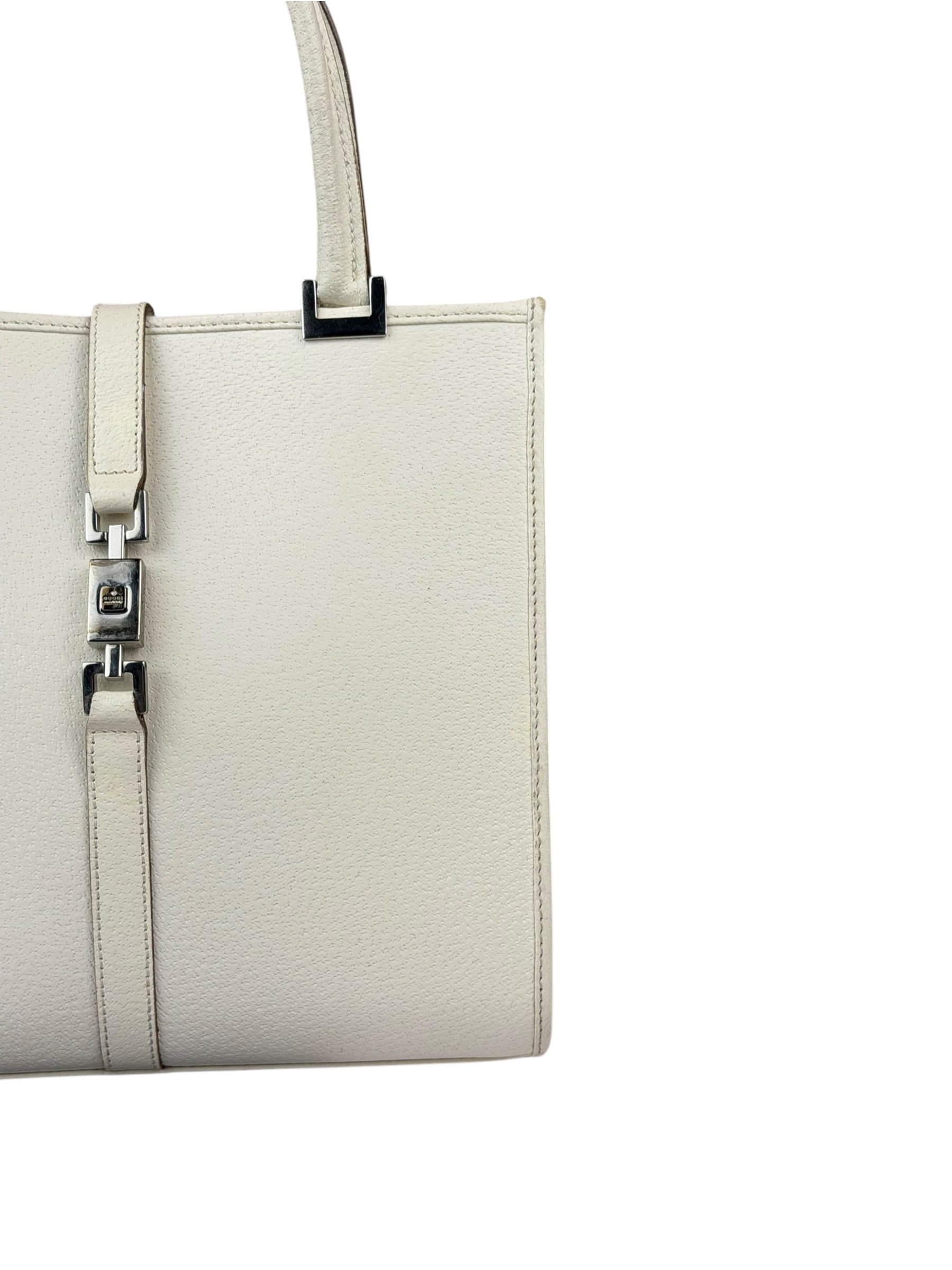 Gucci Off-White Leather Piston Lock Jackie Tote