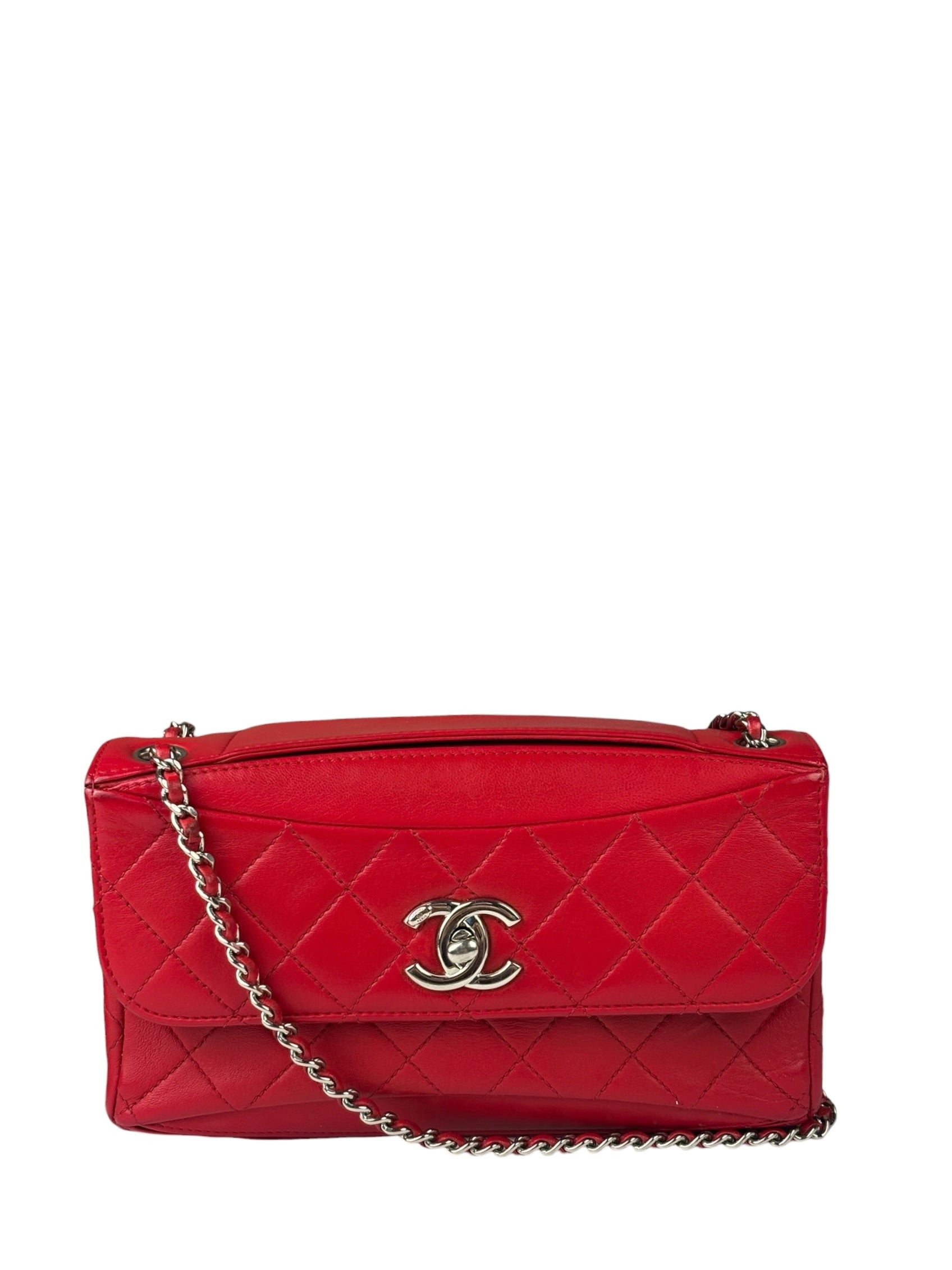 Chanel Red Quilted Leather Shoulder Bag 2016