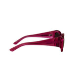 Balenciaga Shiny Transparent Fuchsia Round cat-Eye Sunglasses