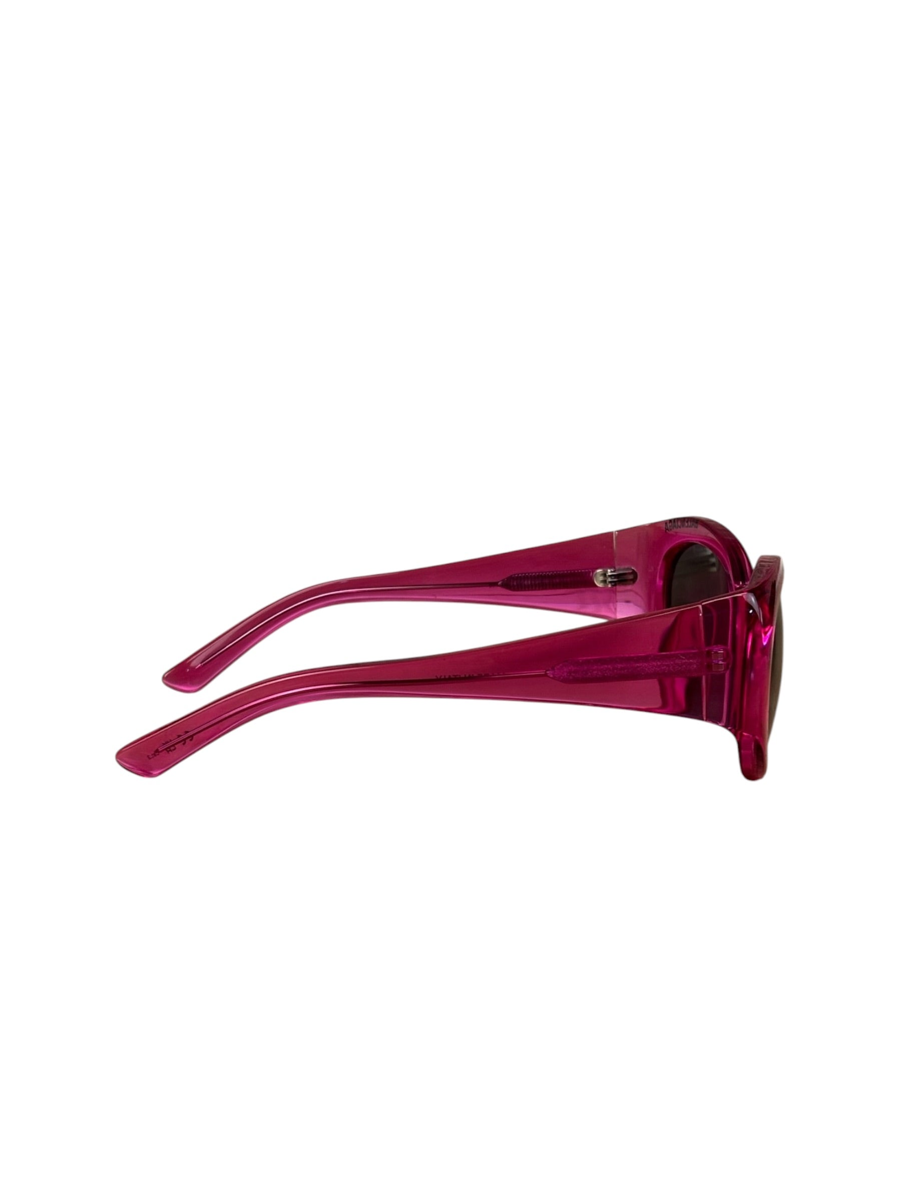 Balenciaga Shiny Transparent Fuchsia Round cat-Eye Sunglasses