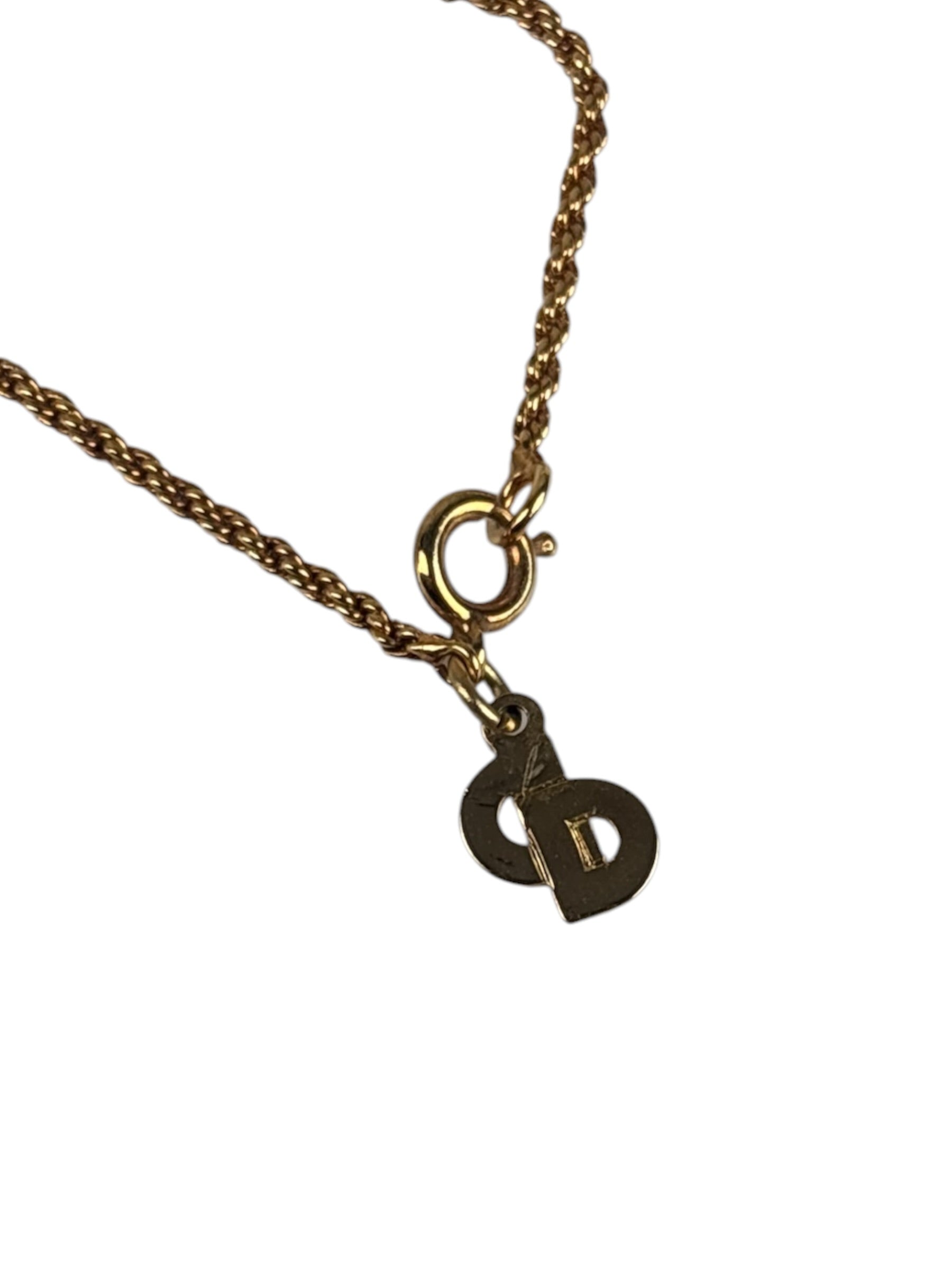 Christian Dior Vintage Gold-Tone Oval Pendant Necklace