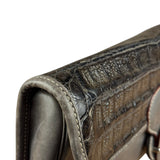 Gucci Vintage Grey Leather Flap Clutch